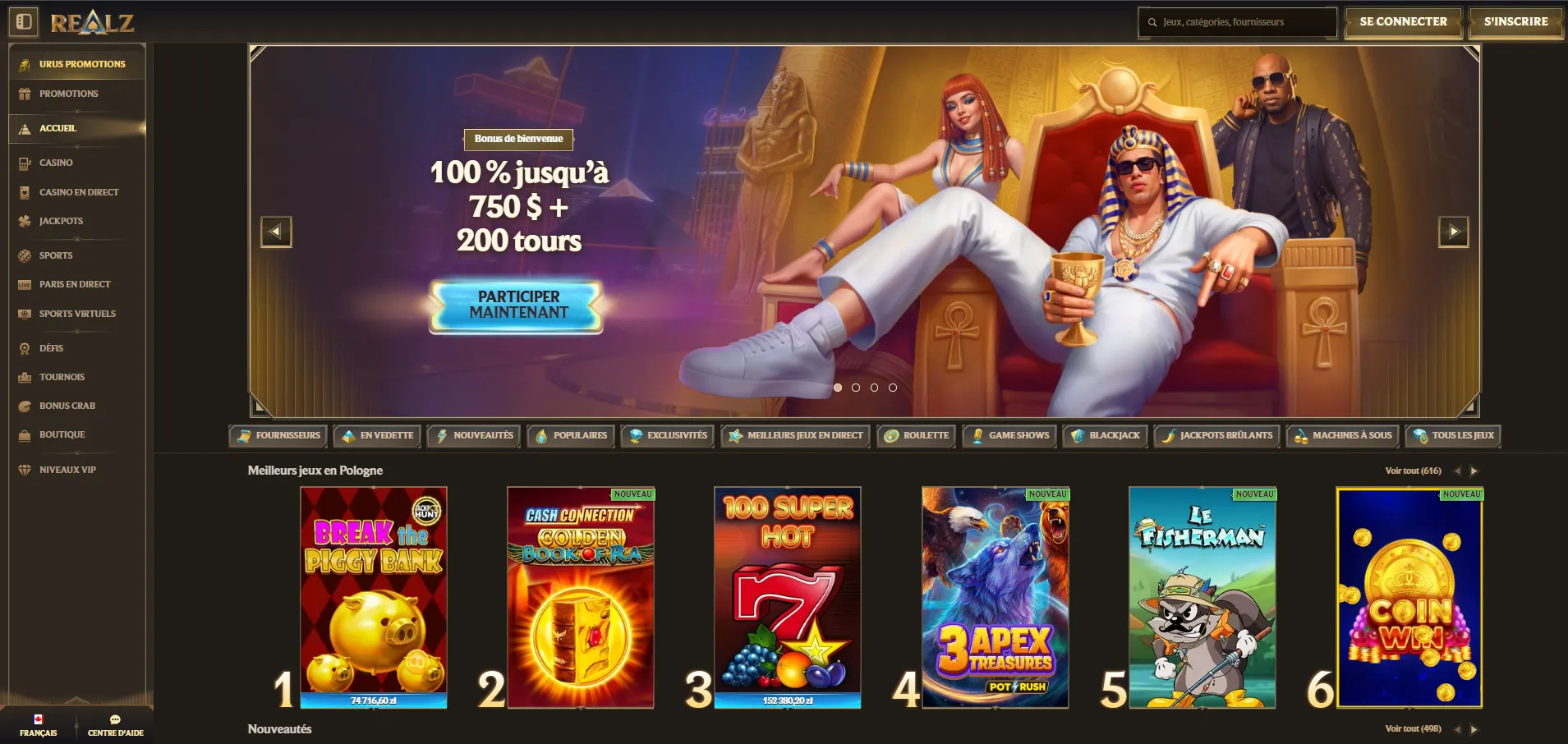 Sélection des Interac casino Canada fiables selon nos critères